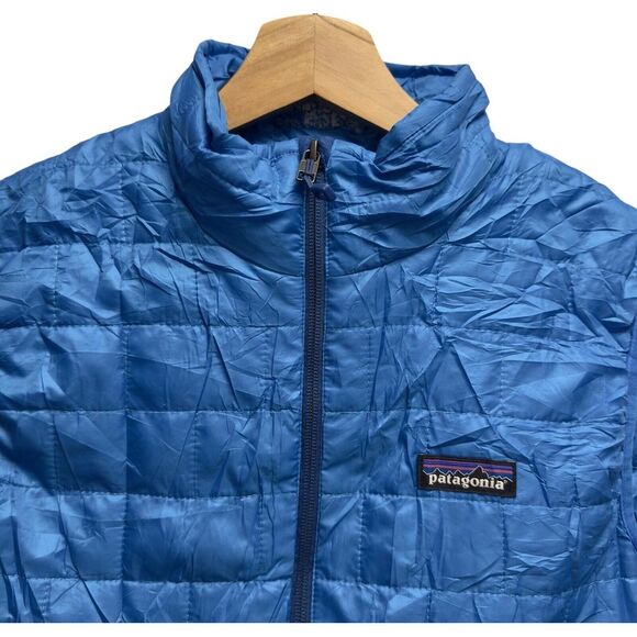 Patagonia Mens Size XS Blue Quilted Nano Puff Zip Vest Jacket Schneider Electric - Picture 2 of 8